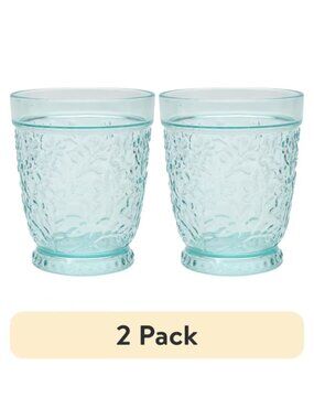 The Pioneer Woman Teal Ditsy 16oz Embossed 2 Pack Tritan Plastic Tumbler Cup
